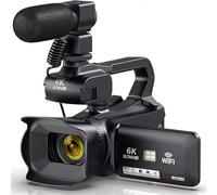 Cámara de Video, Cámara de vídeo Profesional 6K for fotografía, Zoom Digital 18X, cámara Vlogging de visión Nocturna, cámara Web WiFi de 64MP, cámara Web Livestream(32G Card,Microphone)