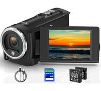 Cámara de video con videocámara de 2,7 K, 50 MP, zoom digital de 16X, cámara de vlogueo con luz LED de relleno para YouTube, videocámara con pantalla LCD de 2,8 pulgadas con tarjeta SD de 32 GB