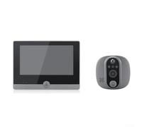 Cámara de vídeo para puerta 1080P HD digital mirilla de 4.3 pulgadas de audio bidireccional WiFi habilitada para puertas planas gris