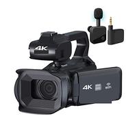 Cámara de vídeo Vlogging Cámara Grabadora Lanzamiento Cámara 4K Videocámaras Cámara web Cámara Ultra HD de 64MP Zoom 18X 4.0quot;Vídeo de la cámara de la pantalla táctil(64G SD Card,RX200-wireless mic
