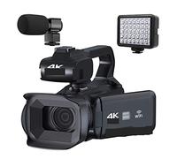 Cámara de vídeo Vlogging Cámara Grabadora Lanzamiento Cámara 4K Videocámaras Cámara web Cámara Ultra HD de 64MP Zoom 18X 4.0quot;Vídeo de la cámara de la pantalla táctil(32G SD Card,RX200-mic-light)