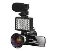 Cámara de vídeo Vlogging Cámara Grabadora Videocámara digital de 48MP Cámara de video digital for Streaming Vlog Recorder 4K 18X Estabilizador de cámara web de lapso de tiempo(128G SD Card,With Mic Le