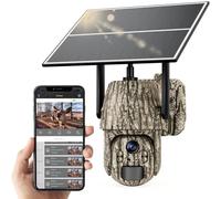 Cámara de Vigilancia Exterior Solar 4G LTE, 4K Visión Nocturna en Color, PTZ 360°, Detección de Movimiento, Audio Bidireccional, IP66 Impermeable, Sin WiFi con Tarjeta SIM