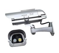 Cámara de vigilancia falsa con detección de movimiento de carga solar, rangos de 7 metros, ángulos de 120°, IP66, resistente a la intemperie, sensores de movimiento, luces solares de seguridad