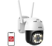 Cámara de vigilancia IP para exteriores C296 WiFi panorámica inclinable 5 MP IP66 con tarjeta microSD de 32 GB - ZOSI