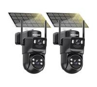 Cámara de vigilancia WiFi exterior de doble lente 360° PTZ Cámara IP,8MP Detección humana con panel solar,Seguimiento automático, visión nocturna color,impermeable,audio bidireccional,2PCS