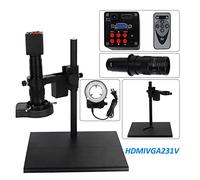 Cámara de visión artificial 1 6MP PCB Microscopio de reparación de chips HDMI VGA 1080P Cámara de microscopio industrial LED Luz de anillo 18 0x c Monte lente grande soporte de banco de trabajo Cámara