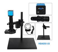 Cámara de visión artificial 1 6MP PCB Microscopio de reparación de chips HDMI VGA 1080P Cámara de microscopio industrial LED Luz de anillo 18 0x c Monte lente grande soporte de banco de trabajo Cámara