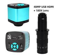Cámara de visión artificial Completo HD 2K 48MP 21MP Laboratorio de video VGA HDMI USB Cámara de microscopio 13 0x 180x Zoom C Mount Lens for tarjeta de circuito impreso Mira la reparación del teléfon
