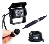 Cámara de Visión Trasera 4 Pines Cable de Aviación 10 m, Visión Nocturna 18 IR con Líneas de Inversión Cámara de Respaldo Impermeable IP69 para Autobús/Camión/Rremolque/Furgoneta Cámara Marcha Atrás
