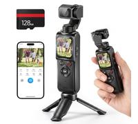 Cámara de vlogging 4K, cámara de bolsillo portátil, 4K/30FPS con foto de 75MP, lente giratoria de 330° y seguimiento facial, pantalla táctil de 1.7 pulgadas, Wi-Fi, zoom digital de 18x, para YouTube