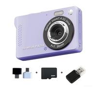 Cámara de vlogging portátil compatible con 4K y 1080P: zoom óptico de 16X, pantalla LCD de 2.8 pulgadas, sensor CCD, múltiples modos y ranura TF (morado 32G)