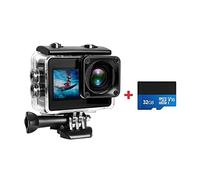 Camara Deportiva, Cámara de acción A10 4k EIS Ultra HD 20MP 170D Cámara Impermeable subacuática Pantalla táctil 4X Zoom Video Go Sport Pro CAM,Al Aire Libre, Deportes, Vídeo(Option6,CAM and 32G Card)