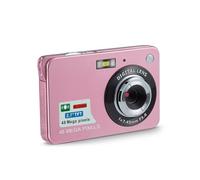 Cámara Digital 4K, 1080P FHD 44MP con Pantalla LCD de 2,7", Zoom de 8X Cámara Compacta, Cámara Portátil Antivibración con Cordón y Bolsa para Niños, Estudiantes y Principiantes (Rosa)