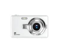 Cámara digital, 4K, 48 MP, zoom digital 16x, pantalla HD de 2,4 pulgadas, enfoque automático, blanca