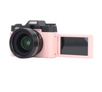 Cámara Digital 4K, 48MP Autofoucs Zoom 16X Pantalla Abatible de 180 Grados Lente Macro Gran Angular Función de Pausa Cámara de Vlogging Multifuncional con 2 Baterías para (Pink)