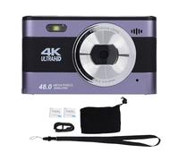 Cámara Digital 4K 48MP, Compacta, Pantalla de 3 Pulgadas, Zoom 18X, Portátil en Color Negro - Alta Definición, Función Webcam, Ideal para Vlogs y Viajes (Púrpura)