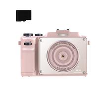 Cámara digital 4K/48MP/zoom digital 18X/enfoque automático/cámara dual Tarjeta de memoria de 32 GB Pink