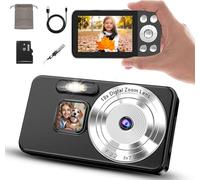 Cámara Digital 4K, 64MP Autofocus, Zoom Digital 18X, Pantalla de 2,8", Cámara Compacta con Modo Time-Lapse y Grabación en Bucle, Webcam, Tarjeta SD 32GB Incluida, Ideal para Principiantes y Adultos