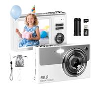 Cámara digital 4K 64MP Cámara de fotos 16X Digital Zoom Cámara Vlogging Cámara compacta con pantalla LED de 2,8 pulgadas, tarjeta de memoria micro de 64 G, 1 batería para niños, adolescentes