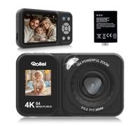 Camara Digital 4K 64MP, Rollei Compactline 64 Dual Screen Cámara de Fotos con Zoom Digitale 18X Camara Compacta con Pantalla Dual Cámara Fotográfica para Niños Principiante Negro, Camara-Fotos-Digital