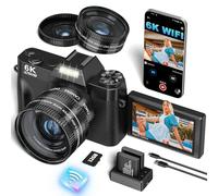 Cámara digital 4K, cámara de vlogging de 64 MP con pantalla abatible de 3 pulgadas, zoom digital de 18X, incluye tarjeta micro SD de 32 GB, ideal para principiantes, fotografía y YouTube