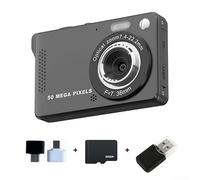 Cámara digital 4K de 50 MP con sensor CCD para vlogging y fotografía, zoom óptico de 16X, pantalla LCD IPS de 2.8 pulgadas, portátil, compacta para viajes de estudiantes y uso al aire libre (negro 32G