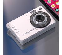 Cámara digital 4K de 50 MP con sensor CCD para vlogging y fotografía, zoom óptico de 16X, pantalla LCD IPS de 2.8 pulgadas, portátil, compacta para viajes de estudiantes y uso al aire libre (plata)