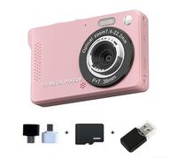 Cámara digital 4K de 50 MP con sensor CCD para vlogging y fotografía, zoom óptico de 16X, pantalla LCD IPS de 2.8 pulgadas, portátil, compacta para viajes de estudiantes y uso al aire libre (rosa 32G)