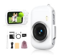 Cámara digital 4K de 64 MP, zoom digital de 18x, pantalla grande de 2.8 pulgadas, incluye tarjeta TF de 64 G, 1 batería, 1 cable USB, 2 cordones tejidos para estudiantes principiantes y adolescentes