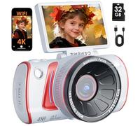 Cámara digital 4K para fotografía, vlogging, cámara de video WiFi de 64 MP con pantalla abatible de 3 pulgadas y 180°, zoom digital de 18X, cámaras compactas de apuntar y disparar con tarjeta SD de 32
