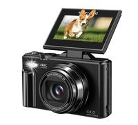 Cámara Digital 4K Vlogging Pantalla Abatible De 3" Y 180° Retro Compacta con Zoom 18X Toma Nítida Suave(64GB Card)