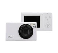 Cámara Digital 56MP 4K Enfoque Automático Zoom Digital 16x, Cámara de Vlogging Portátil con Pantalla de 2,4 Pulgadas con Luz de Relleno, para Grabación de Videos de Youtube (White)