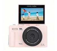 Cámara Digital 5K 75MP con WiFi y Pantalla Giratoria 180°, Cámara Vlogging para Youtube con Zoom 18X, Enfoque Automático Filtro Belleza, Fotografía Macro, Webcam HD