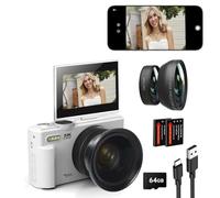 Cámara digital 5K 75MP zoom digital 18X, cámaras de vlogging mejoradas con WiFi y micrófono, gran angular y lente macro, cámara web de 3 pulgadas con pantalla abatible de 180° para adolescentes