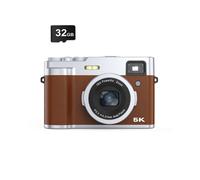 Cámara digital 5K con cámaras delanteras traseras/visor/enfoque automático/antivibración Brown