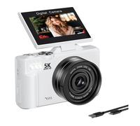 Cámara Digital 5K con Enfoque Automático, WiFi, para Vlogs con Pantalla Giratoria de 180, Compacta para Fotografía, Ideal para Principiantes y