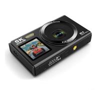 Cámara digital 5K de doble pantalla con zoom de 18X e interpolación de imagen de 80 MP para fotos nítidas y grabación de video (negro)