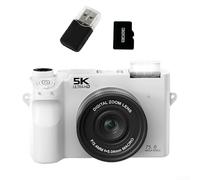 Cámara digital 5K HD con zoom de 18X y sistema de doble lente para transmisión, sensor CMOS de 75 MP, transferencia WiFi, compatible con Windows para Mac (blanco 32G)