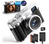 Cámara Digital 5K, NEZINI 48MP Cámara Compacta con Lente Dual, Cámara Vlogging con Tarjeta SD 32G, Visor, Estabilización 6-Axis para Principiantes, Adolescentes