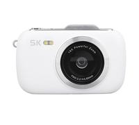 Cámara Digital 5K para Fotografía, Videocámara con Zoom Digital 18X con Pantalla IPS de 2,8 Pulgadas, Cámara Compacta Portátil de 80MP Recargable para Viajes (White)