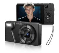 Cámara Digital 64MP 4K Cámara de Fotos Compacta con Doble Lente,Pantalla LCD 2,8 Pulgadas,Batería de 2000 mAh,Carcasa de Aleación de Zinc y Zoom Digital 18X para Niños y Adultos(Negro,SIN Tarjeta SD)