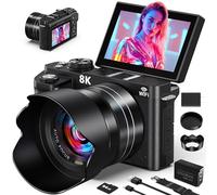 Cámara digital 8K - Cámaras WiFi de 88 MP para fotografía - Cámara de vlogging de enfoque automático UHD para YouTube Zoom 18X - Cámara de video para fotógrafo principiante con pantalla abatible de 3