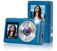 Cámara digital, cámara de doble pantalla de 56 MP, zoom de 16 aumentos, cámara digital con tarjeta SD de 32 GB con enfoque automático, cámaras pequeñas portátiles para niños, niñas, adolescentes