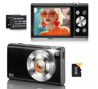 Cámara digital, cámara de vlogging 4K para cámaras de enfoque automático de YouTube para fotografía con zoom digital de 16X, cámara digital compacta de 48 MP para adolescentes y adultos con tarjeta SD