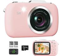 Cámara digital, cámara de vlogging 5K para fotografía, enfoque automático de 80 MP, cámara digital para principiantes, adolescentes y niños, cámara de viaje compacta portátil con zoom de 18X, flash