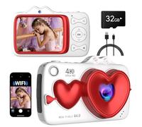 Cámara digital, cámara de vlogging de enfoque automático 4K 64MP con lente dual, zoom de 18X/WiFi/tarjeta de 32 GB, cámaras de apuntar y disparar para niños y niñas, regalos (XJ700-blanco)