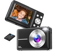 Cámara digital, cámara de vlogging recargable portátil mini cámaras FHD 1080P 44MP cámaras compactas con zoom digital de 16X, con 1 batería para adolescentes, niños, principiantes (negro)