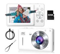 Cámara digital, cámara digital FHD 1080P para niños, cámara digital vintage con zoom de 16X, detección facial, captura de sonrisa, antivibración, cámara compacta de apuntar y disparar, cámara pequeña