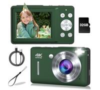 Cámara digital, cámara digital FHD 1080P para niños, cámara digital vintage con zoom de 16X, detección facial, captura de sonrisa, antivibración, cámara compacta de apuntar y disparar, cámara pequeña